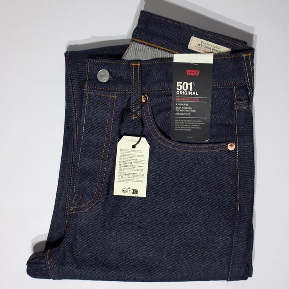 NWT $138 Levi's 501 Original Selvedge Jeans High Rise Dark Wash Women Size 26x30 - Picture 6 of 15